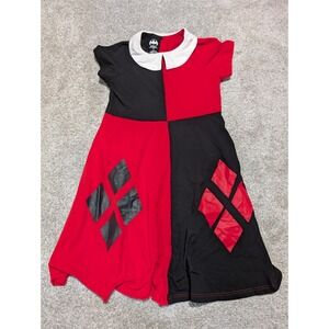 DC Comics‎ Harley Quinn Red Black Hooded T-shirt Plus Size 0 Jester Batman